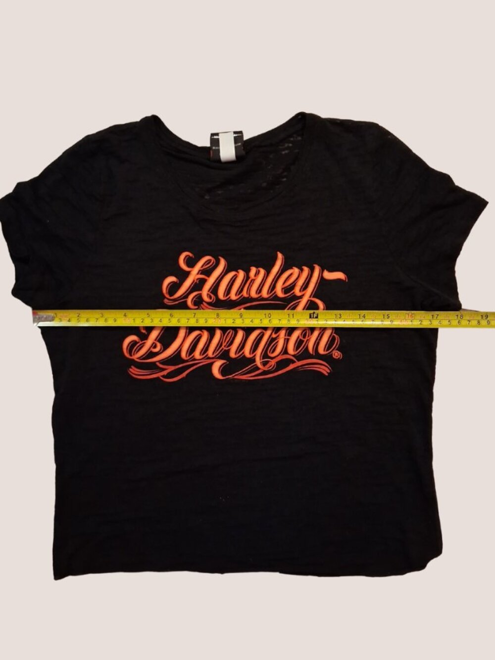 Harley Davidson Cropped Tee Medium Black Burnout | Biker Graphic Crop Top - Picture 4 of 7
